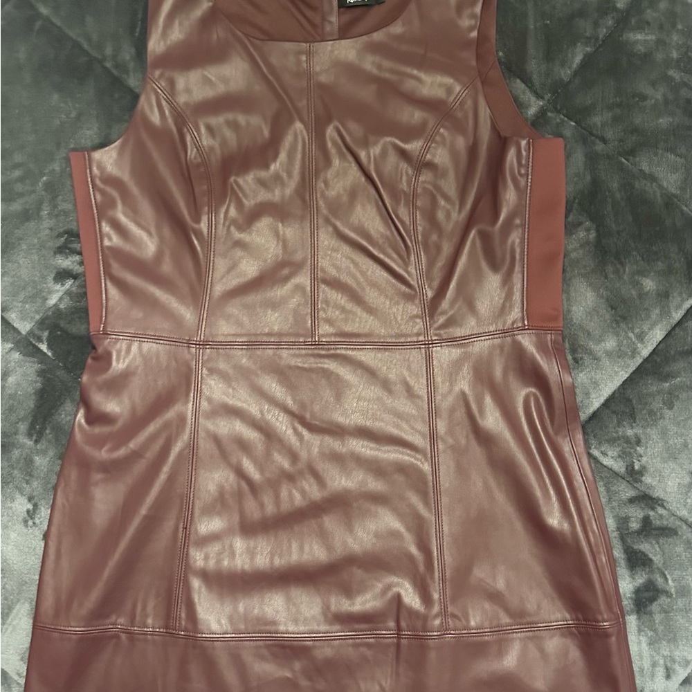 Pleather rich burgundy dress, NWT.